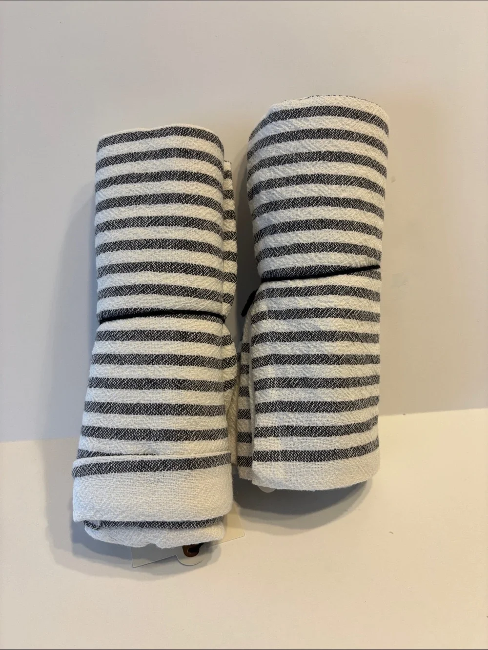 Hearth & Hand Sour Cream and Black Striped Flour Sack Kitchen Towel Set of 2
